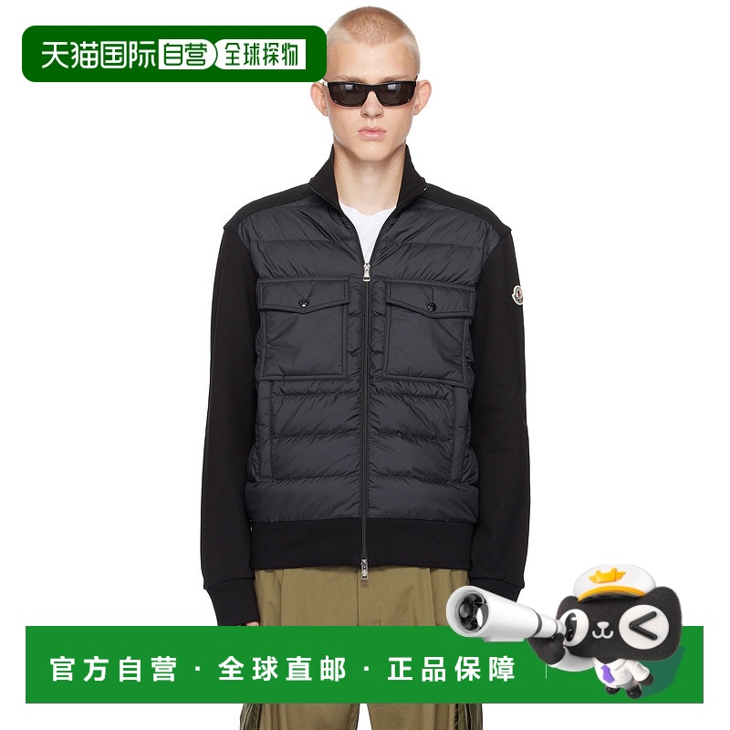 1h可退 香港直邮Moncler 盟可睐 男士 黑色拉链羽绒夹克 J20918G0