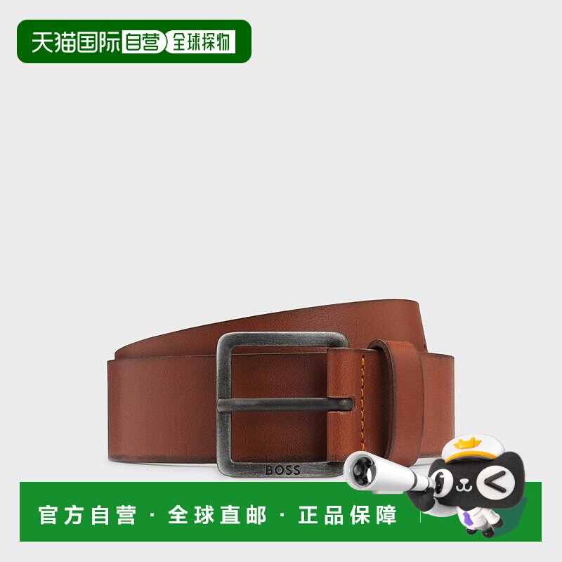 自营欧洲直邮HUGO BOSS雨果BOSS BLACK 带徽标扣皮带牛皮腰带