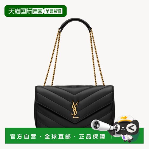 自营欧洲直邮YSL圣罗兰女士黑色中号中号绗缝皮革手提包新款