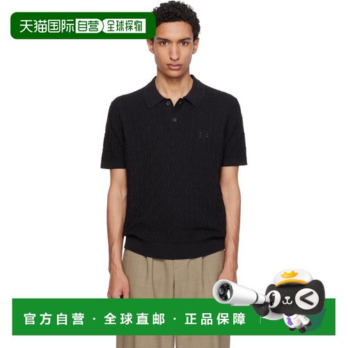 香港直邮Hugo 雨果 男士 黑色 Knitted-Cotton Polo 衫 50557364