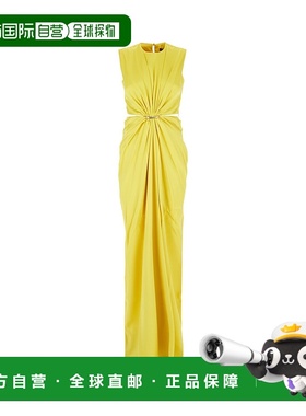 1h可退 香港直邮MaxMara 麦斯玛拉 女士 黄色缎面长款连衣裙 PANA