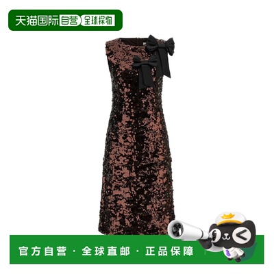 香港直邮GANNI 甘尼 女士 'Demitasse' 聚酯天鹅绒亮片中长连衣裙