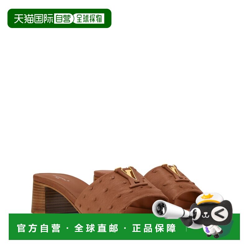 自营欧洲直邮LV路易威登 Mare女士棕色皮革LOGO标识穆勒鞋单鞋