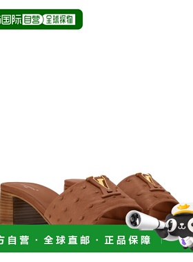 自营欧洲直邮LV路易威登 Mare女士棕色皮革logo标识穆勒鞋