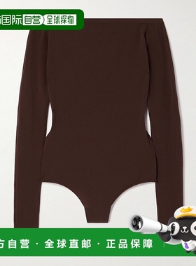 香港直邮Alaia 女士 露肩弹性针织连体衣 AA9B0384M826B719CHOCOL