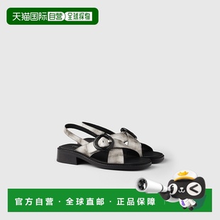 自营欧洲直邮Prada普拉达 女士白色牛皮压印徽标凉鞋