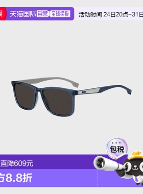 自营欧洲直邮Hugo Boss 男士蓝色醋酸纤维logo标识太阳镜配饰