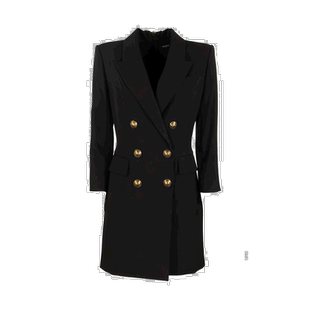 香港直邮Balmain 黑色双排扣西装式连衣裙 UF1622【付后1h可退】