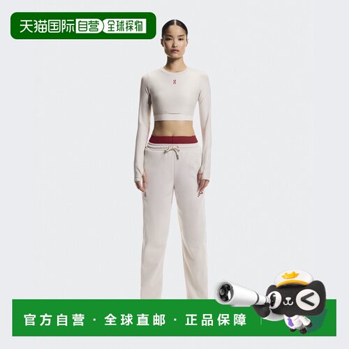 自营欧洲直邮On昂跑 Train女士白色长袖马年印花运动短款上衣