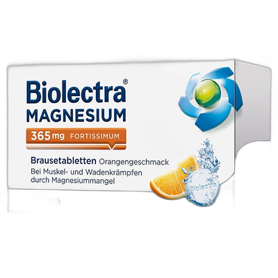 欧洲直邮德国Biolectra碳酸镁氧化镁高剂量泡腾片橘子味20粒抽筋