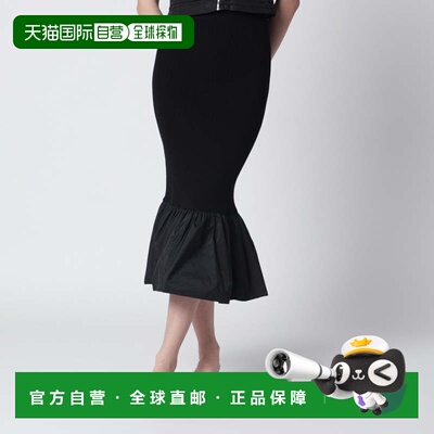 1h可退 香港直邮Patou 女士 黑色罗缎皱褶下摆半身裙 KN3488090CO