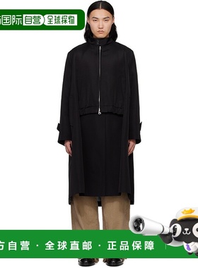 1h可退 香港直邮Sacai 男士 黑色 Double-Faced Silk Cotton 大衣