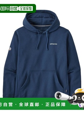 自营欧洲直邮PATAGONIA FITZ ROY ICON藏蓝色再生聚酯连帽卫衣男
