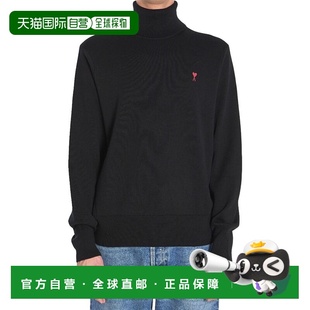 1h可退 香港直邮Ami Paris 男士 AMI DE COEUR 黑色高领毛衣 HKS8