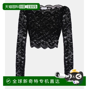 女士 上衣 香港直邮Rabanne 花朵蕾丝短款 舒适 000984 black黑色