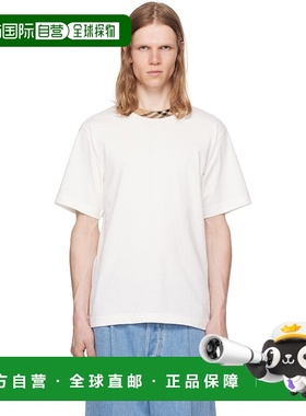 香港直邮Burberry 巴宝莉 男士 灰白色 Check Trim Cotton T 恤 8
