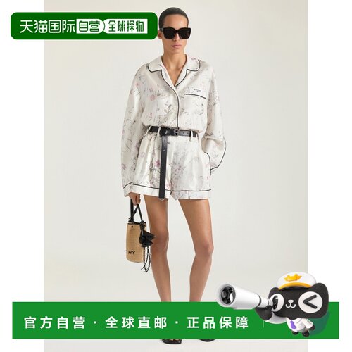 自营欧洲直邮Givenchy纪梵希 女士白色丝绸印花睡衣衬衫连衣裙