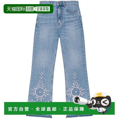 香港直邮GANNI 甘尼 女士 刺绣牛仔裤 J1714 blue蓝色 舒适时尚