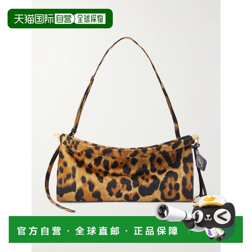 香港直邮alaia 女士 Le Click 中号豹纹绸缎斜纹肩包 AA1S01430I2