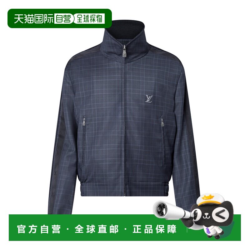 自营1h可退 欧洲直邮LV路易威登 男士海军蓝羊毛格纹卫衣