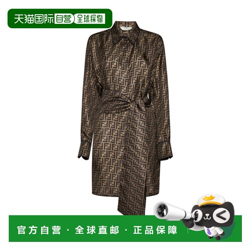 香港直邮FENDI 女士连衣裙 FDB613A8G3F1440 AW2026 棕色 Ff Prin