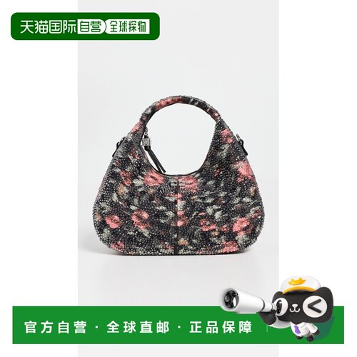 1h可退 美国直邮GANNI 甘尼 女士 Flowers 迷你水饺包 black黑色