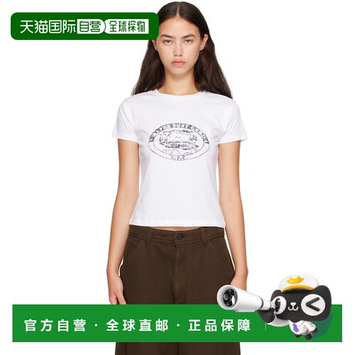 香港直邮A.P.C. 女士 白色 Vintage-Effect Camping Logo T恤 COH