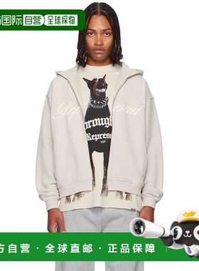 1h可退 香港直邮Represent 男士 灰色 Script Logo Zip 连帽衫 ML