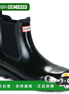 欧洲直邮Hunter鞋子女防水雨靴黑色CHELSEA COMMANDO GLOSS BOOT