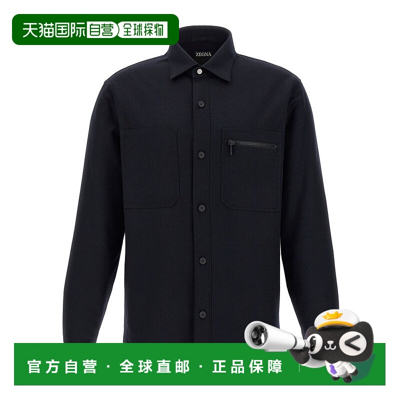 1h可退 香港直邮Zegna 杰尼亚 男士 拉鍊細節直下擺襯衫 UGV01A2S