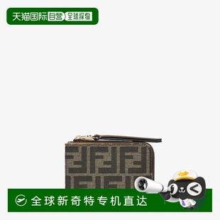 棕色FF面料钱包 1h可退 欧洲直邮FENDI 2025 薄法棍钱包