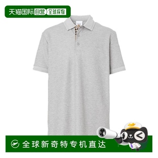 欧洲直邮Burberry 博柏利 男士 浅麻灰色棉质网眼布Polo衫