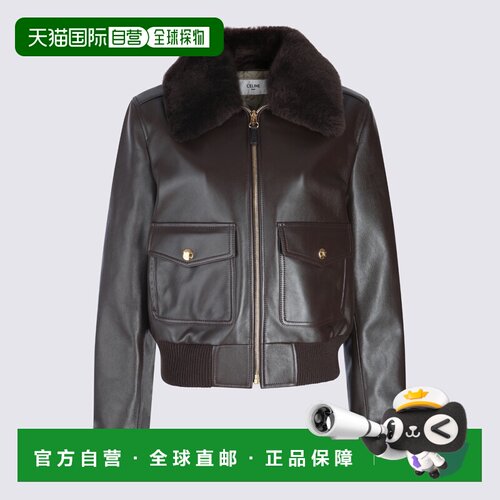 香港直邮CELINE 女士夹克 RV0Q6599E18DK CO 深棕色支付后1h可退