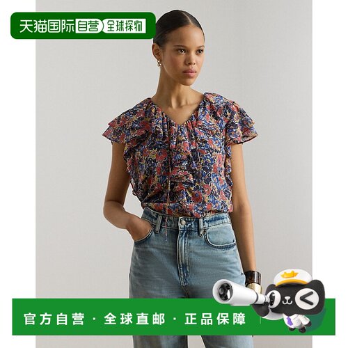 自营欧洲直邮Ralph Lauren拉夫劳伦 女士乔其纱荷叶边衬衫
