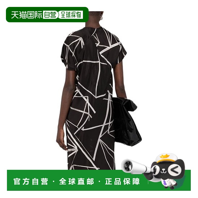 香港直邮Rick Owens 几何印花裹身连衣裙 RP01B4551JP10921
