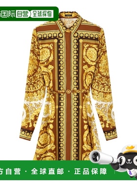 香港直邮Versace Barocco真丝迷你衬衫连衣裙 10189331A15215