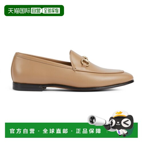 自营欧洲直邮GUCCI古驰 Jordaan女士米色皮革一脚蹬乐福鞋皮鞋
