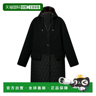 自营1h可退 女士黑色羊毛老花图案大衣 欧洲直邮LV路易威登