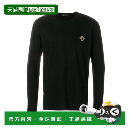 香港直邮Versace 黑色长袖徽标T恤 A78924A222614A92Y范思哲
