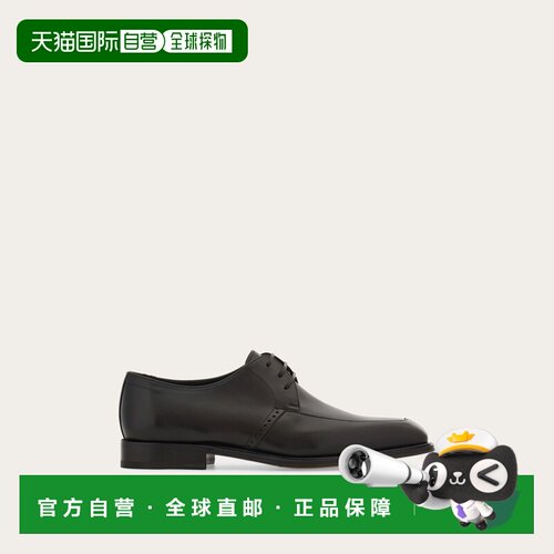 自营欧洲直邮Ferragamo菲拉格慕 男士深棕色皮革布洛克德比鞋男鞋