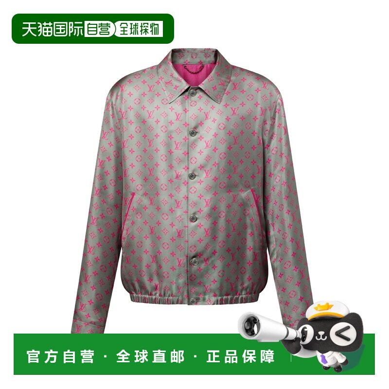 自营1h可退 欧洲直邮LV路易威登 Monogram男士紫红色真丝老花图案