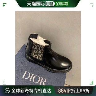 设计感黑色老花切尔西靴 香港直邮DIOR HOMME迪奥徽标男款