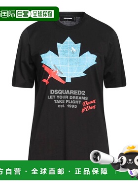 1h可退 香港直邮Dsquared2 二次方 女士 T恤 black黑色 舒适时尚