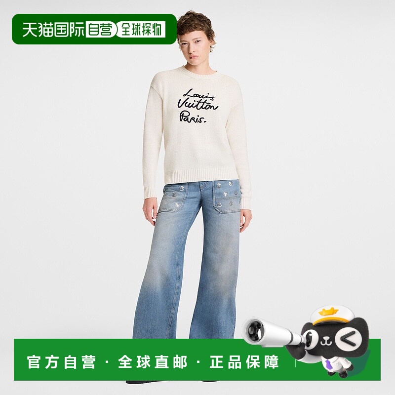 自营1h可退 欧洲直邮LV路易威登 Signature女士白色/黑色羊绒手写