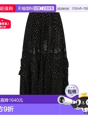 1h可退 香港直邮Self-Portrait 女士 黑色粘胶纤维半身裙 RS26196