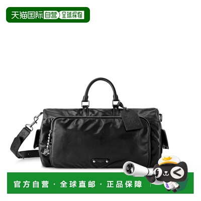 自营欧洲直邮LV路易威登 Keepall男士黑色皮革拉链开合旅行袋