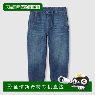 欧洲直邮Gucci古驰女孩深蓝色织带儿童牛仔裤