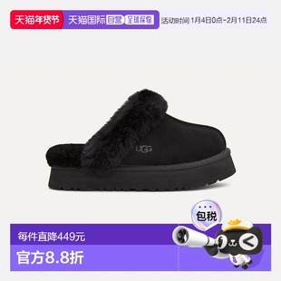 自营欧洲直邮UGG Disquette女士黑色拖鞋厚底一脚蹬半拖鞋厚底鞋