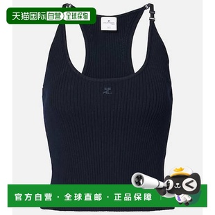 徽标罗纹针织背心上衣 女士 blue蓝色 香港直邮Courreges 1h可退