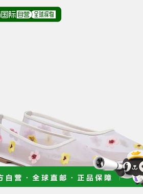 香港直邮Staud 女士 Alba 花朵网纱芭蕾舞鞋 white白色 舒适时尚